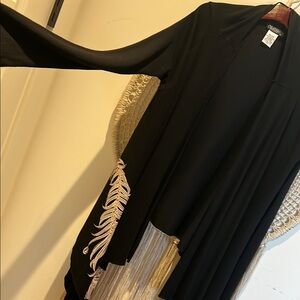 Elegant Black Women's Sweater with Feather Detail ~ Lauren Moshi ~ large